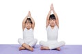 Asian Chinese little girls practicing yoga pose Royalty Free Stock Photo