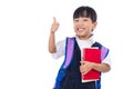 Asian Chinese little primary school girl showing thumbs up Royalty Free Stock Photo