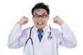 Asian Chinese male frustrated crazy doctor screaming Royalty Free Stock Photo