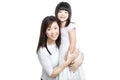 Asian Chinese mother and daughter family portrait