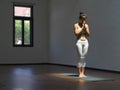 Asian chinese single woman practising Yoga in solitude