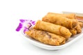 Asian chinese spring rolls with sauce Royalty Free Stock Photo