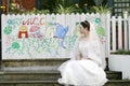 Asian Chinese woman in wedding dress Royalty Free Stock Photo