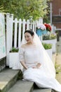 Asian Chinese woman in wedding dress Royalty Free Stock Photo