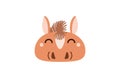 Asian, Chinese zodiac sign, cute cartoon horse face character illustration. Royalty Free Stock Photo