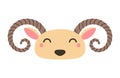 Asian, Chinese zodiac sign, cute cartoon sheep face character illustration.