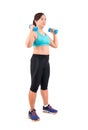 Asian chubby woman exercise Royalty Free Stock Photo