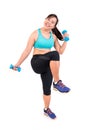 Asian chubby woman exercise Royalty Free Stock Photo