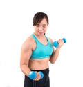 Asian chubby woman exercise Royalty Free Stock Photo