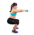 Asian chubby woman exercise Royalty Free Stock Photo