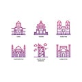 Asian cities and counties landmarks icons set Royalty Free Stock Photo