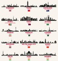 Asian and Middle East cities skylines silhouettes vector set Royalty Free Stock Photo