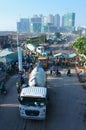 Asian city, construction site, build apartment building