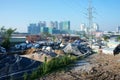 Asian city, construction site, build apartment building