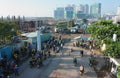 Asian city, construction site, build apartment building