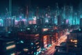 Asian city night cyberpunk. Generate Ai