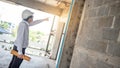 Asian civil engineer man working at construction site