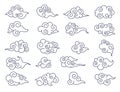 Asian clouds. Chinese or japanese line cloud decorative collection. Traditional korean vector elements