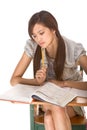 Asian college student preparing for math exam Royalty Free Stock Photo