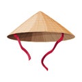 Asian Conical Straw Hat, Traditional Chinese or Vietnamese Headdress Flat Vector Illustration Royalty Free Stock Photo