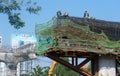 Asian construction work, overhead railway