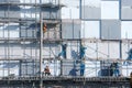 Asian construction worker scraffold, building site