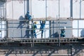 Asian construction worker scraffold, building site