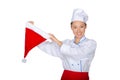 Asian cook with cap of Santa Claus Royalty Free Stock Photo