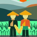 Asian corn farmers vector graphics