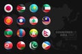 Asian Countries Flags Glossy Round Icons Set Isolated On Black Background Part 2 Royalty Free Stock Photo