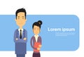 Asian Couple Business Man Woman Banner With Copy Space