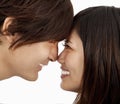 Asian couple face to face Royalty Free Stock Photo