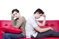 Asian couple fight - isolated Royalty Free Stock Photo