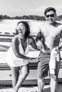 Asian couple having fun on the beach of tropical Bali island, Indonesia. Royalty Free Stock Photo