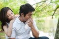 Asian Couple Lifestyle kissing hand Royalty Free Stock Photo