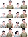 Asian couple multi expression isolated on white Royalty Free Stock Photo