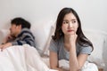 Asian Couple relationship difficulties, conflict and people concept - unhappy asian couple Royalty Free Stock Photo