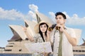 Asian couple using binoculars in Sydney, Australia Royalty Free Stock Photo