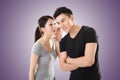 Asian couple whisper Royalty Free Stock Photo