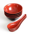 Asian cuisine bowls and spoons Royalty Free Stock Photo