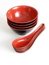Asian cuisine bowls and spoons Royalty Free Stock Photo
