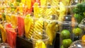 Asian cuisine, food concept. close. fruit counter for making soft drinks and smoothies.