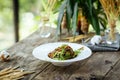 Asian gourmet wok soba noodles with vegetables Royalty Free Stock Photo