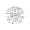 Asian culture abstract linear concept layout with headline