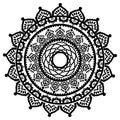 Asian culture inspired mandala in the shape of the native culture inspired dreamcatcher made out of swirly elements in black