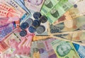 Asian currencies, bank notes and coins Royalty Free Stock Photo