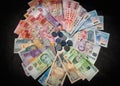 Asian currencies, bank notes and coins