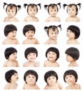 Asian cute baby girl making different facial expressions