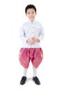 Asian cute boy in thai costume on white background