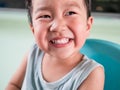Asian cute child boy laughing and smiling with happy face and white teeth Royalty Free Stock Photo